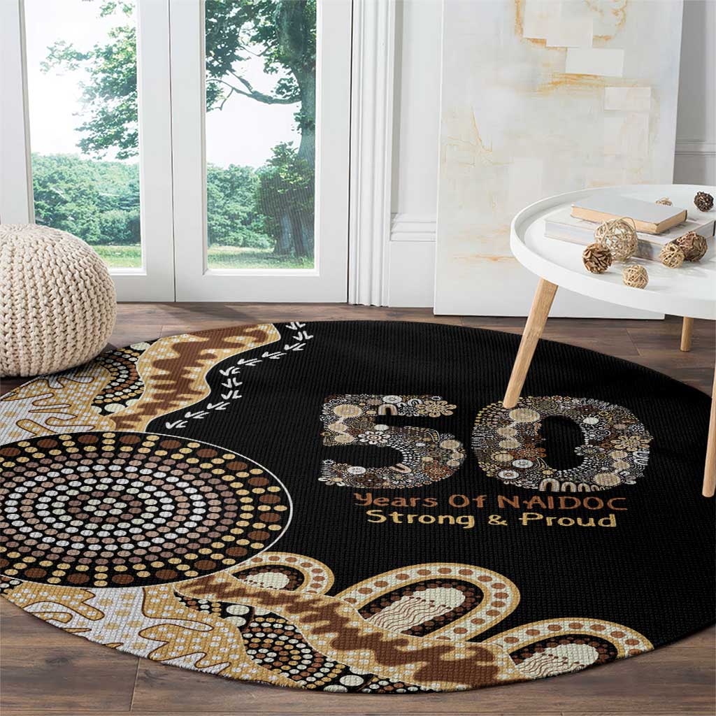 50 Years Of NAIDOC Round Carpet Strong and Proud Aboriginal Dot Painting No2