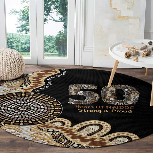 50 Years Of NAIDOC Round Carpet Strong and Proud Aboriginal Dot Painting No2