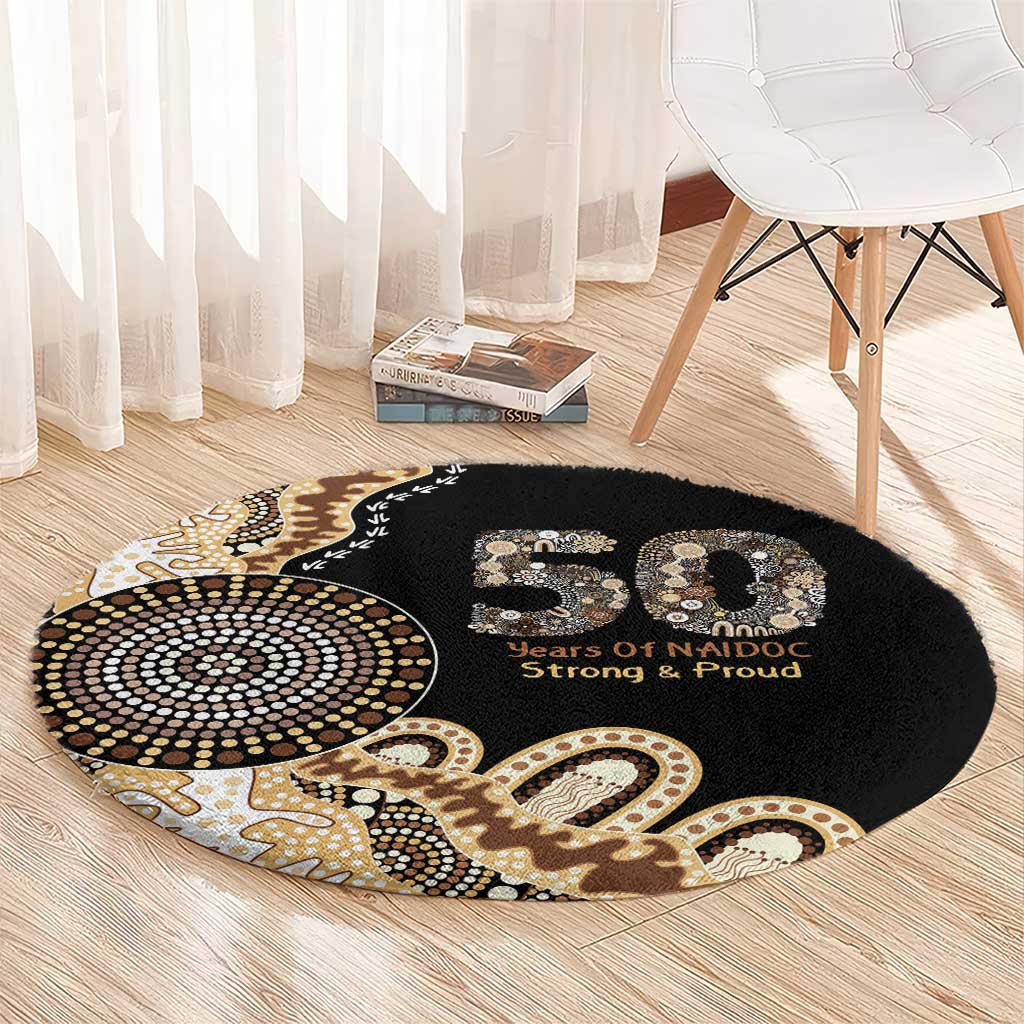 50 Years Of NAIDOC Round Carpet Strong and Proud Aboriginal Dot Painting No2