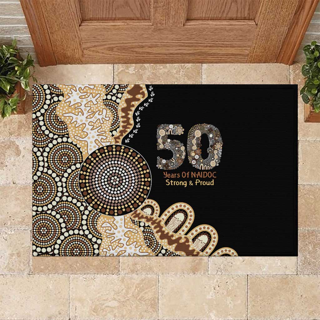 50 Years Of NAIDOC Rubber Doormat Strong and Proud Aboriginal Dot Painting No2