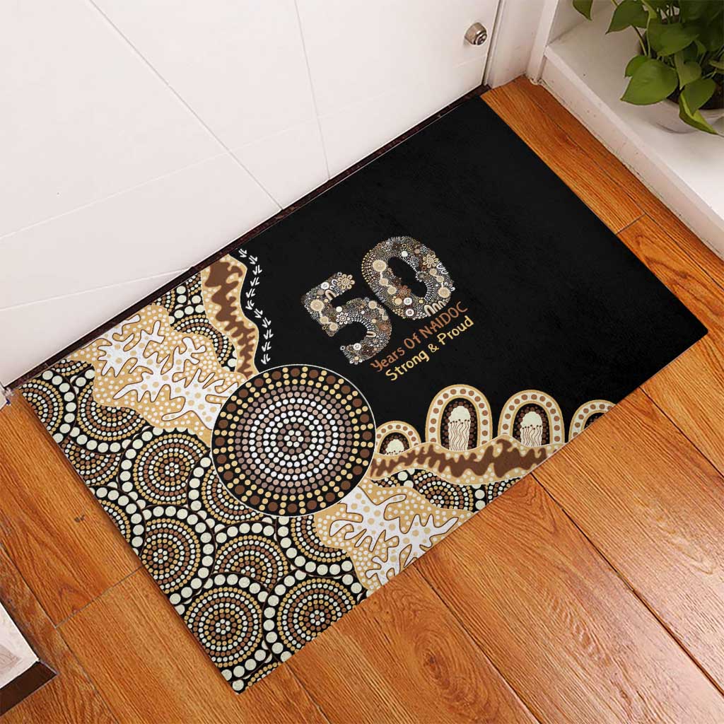 50 Years Of NAIDOC Rubber Doormat Strong and Proud Aboriginal Dot Painting No2