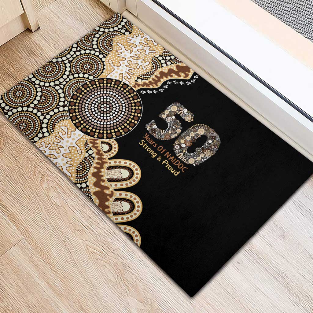 50 Years Of NAIDOC Rubber Doormat Strong and Proud Aboriginal Dot Painting No2