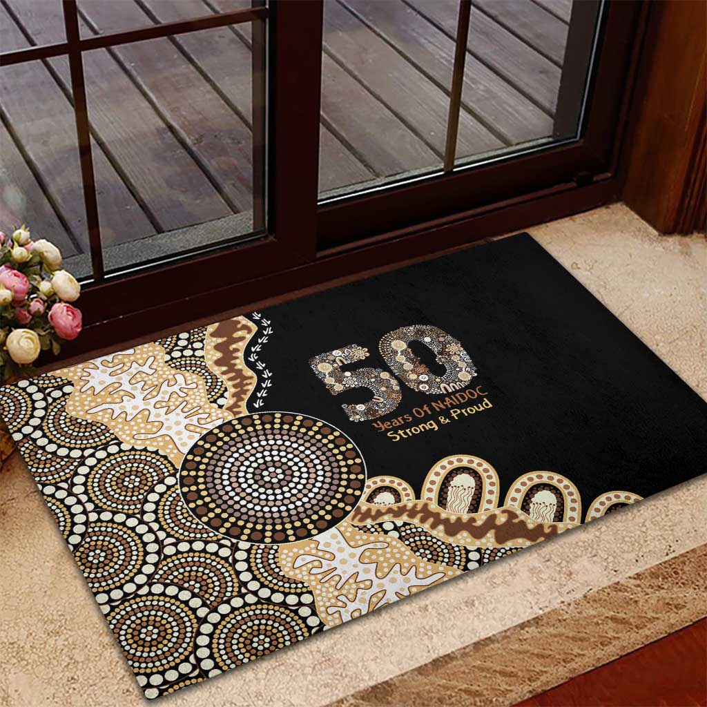 50 Years Of NAIDOC Rubber Doormat Strong and Proud Aboriginal Dot Painting No2
