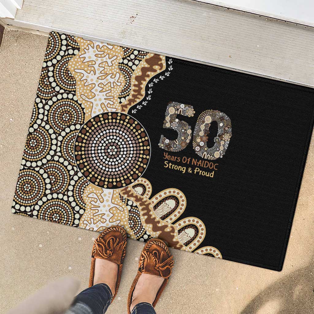 50 Years Of NAIDOC Rubber Doormat Strong and Proud Aboriginal Dot Painting No2