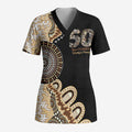 50 Years Of NAIDOC Scrub Top Strong and Proud Aboriginal Dot Painting No2 - Aussie Hoodie