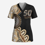 50 Years Of NAIDOC Scrub Top Strong and Proud Aboriginal Dot Painting No2 - Aussie Hoodie