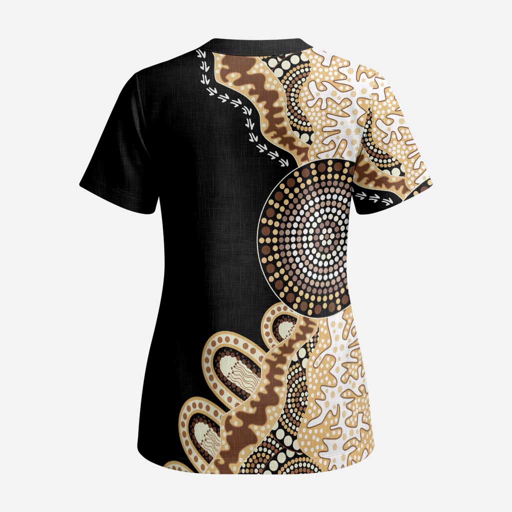 50 Years Of NAIDOC Scrub Top Strong and Proud Aboriginal Dot Painting No2 - Aussie Hoodie