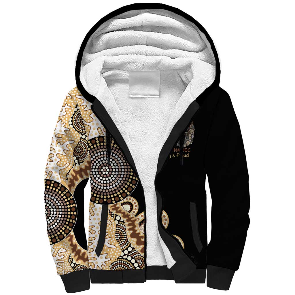 50 Years Of NAIDOC Sherpa Hoodie Strong and Proud Aboriginal Dot Painting No2