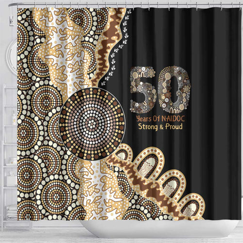 50 Years Of NAIDOC Shower Curtain Strong and Proud Aboriginal Dot Painting No2