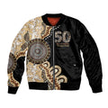 50 Years Of NAIDOC Sleeve Zip Bomber Jacket Strong and Proud Aboriginal Dot Painting No2