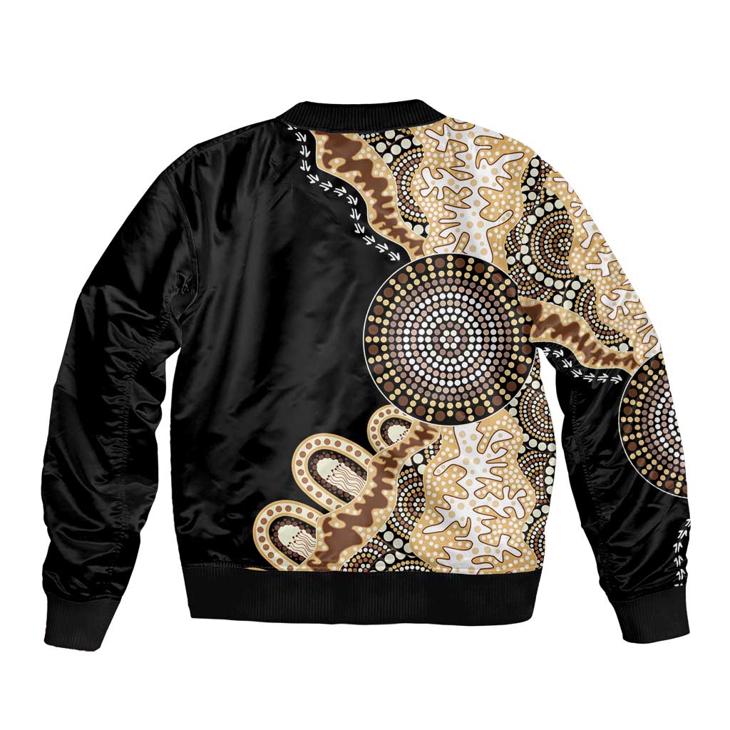 50 Years Of NAIDOC Sleeve Zip Bomber Jacket Strong and Proud Aboriginal Dot Painting No2
