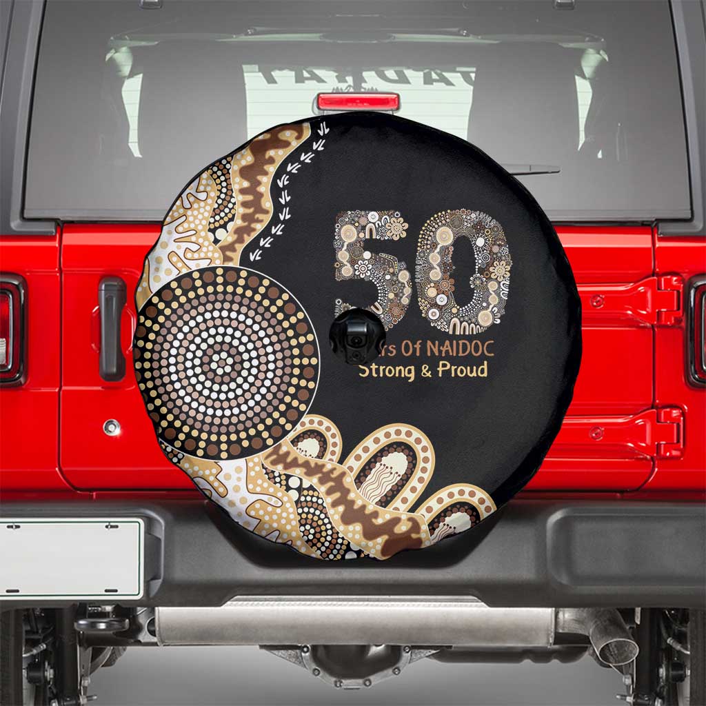 50 Years Of NAIDOC Spare Tire Cover Strong and Proud Aboriginal Dot Painting No2