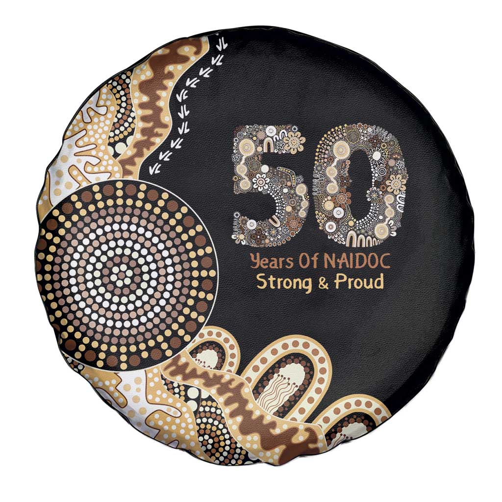 50 Years Of NAIDOC Spare Tire Cover Strong and Proud Aboriginal Dot Painting No2