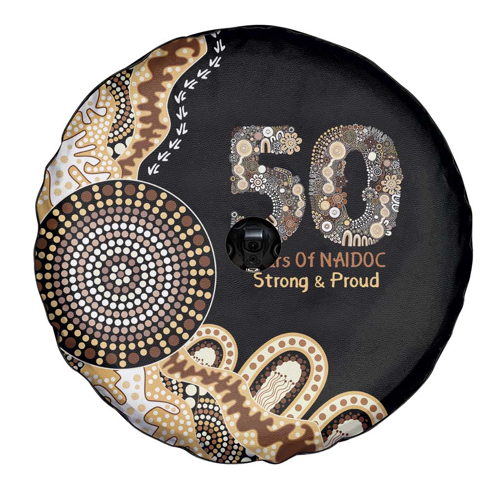 50 Years Of NAIDOC Spare Tire Cover Strong and Proud Aboriginal Dot Painting No2