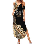 50 Years Of NAIDOC Summer Maxi Dress Strong and Proud Aboriginal Dot Painting No2