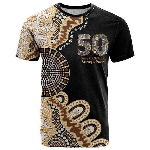 50 Years Of NAIDOC T Shirt Strong and Proud Aboriginal Dot Painting No2