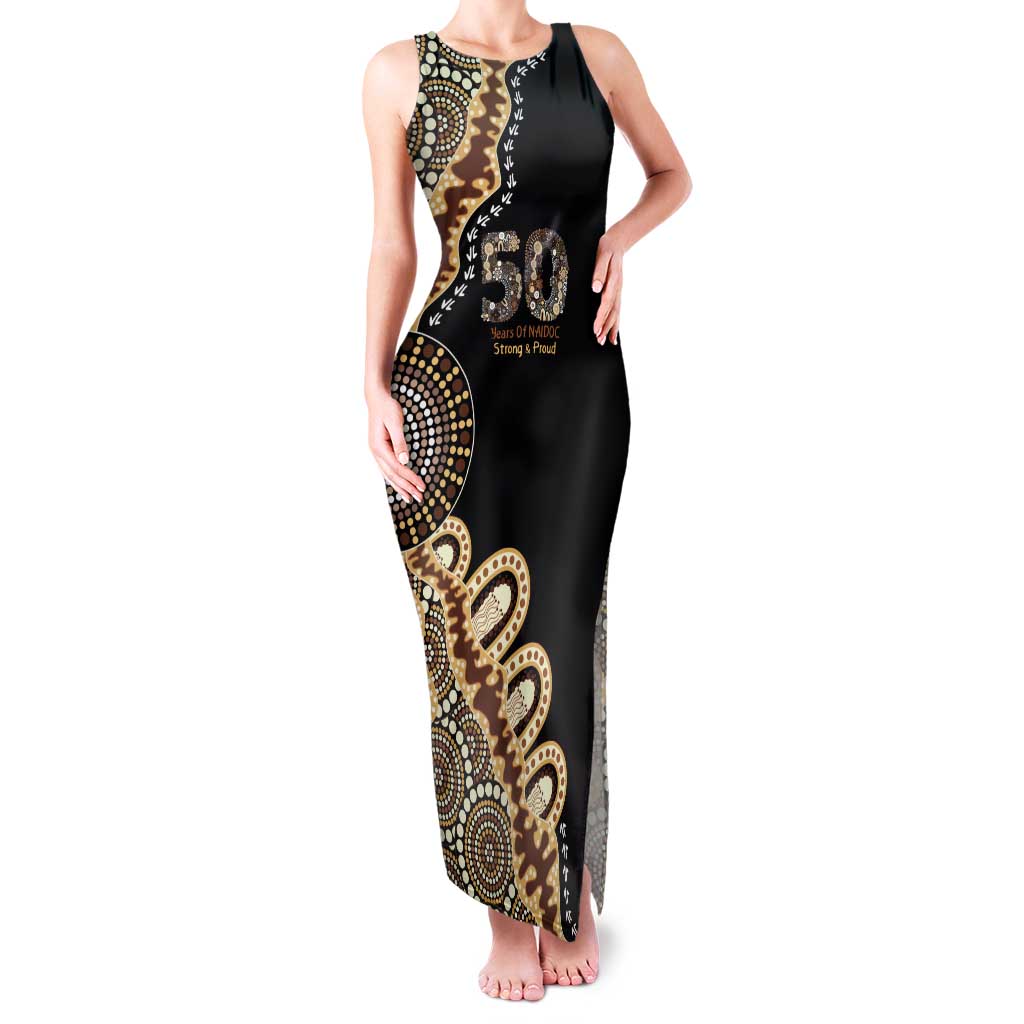 50 Years Of NAIDOC Tank Maxi Dress Strong and Proud Aboriginal Dot Painting No2