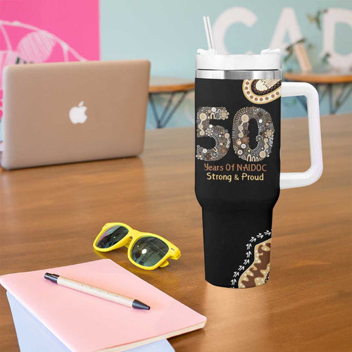 50 Years Of NAIDOC Tumbler With Handle Strong and Proud Aboriginal Dot Painting No2