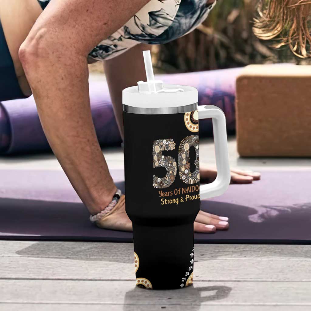 50 Years Of NAIDOC Tumbler With Handle Strong and Proud Aboriginal Dot Painting No2