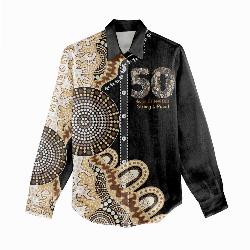 50 Years Of NAIDOC Women Casual Shirt Strong and Proud Aboriginal Dot Painting No2