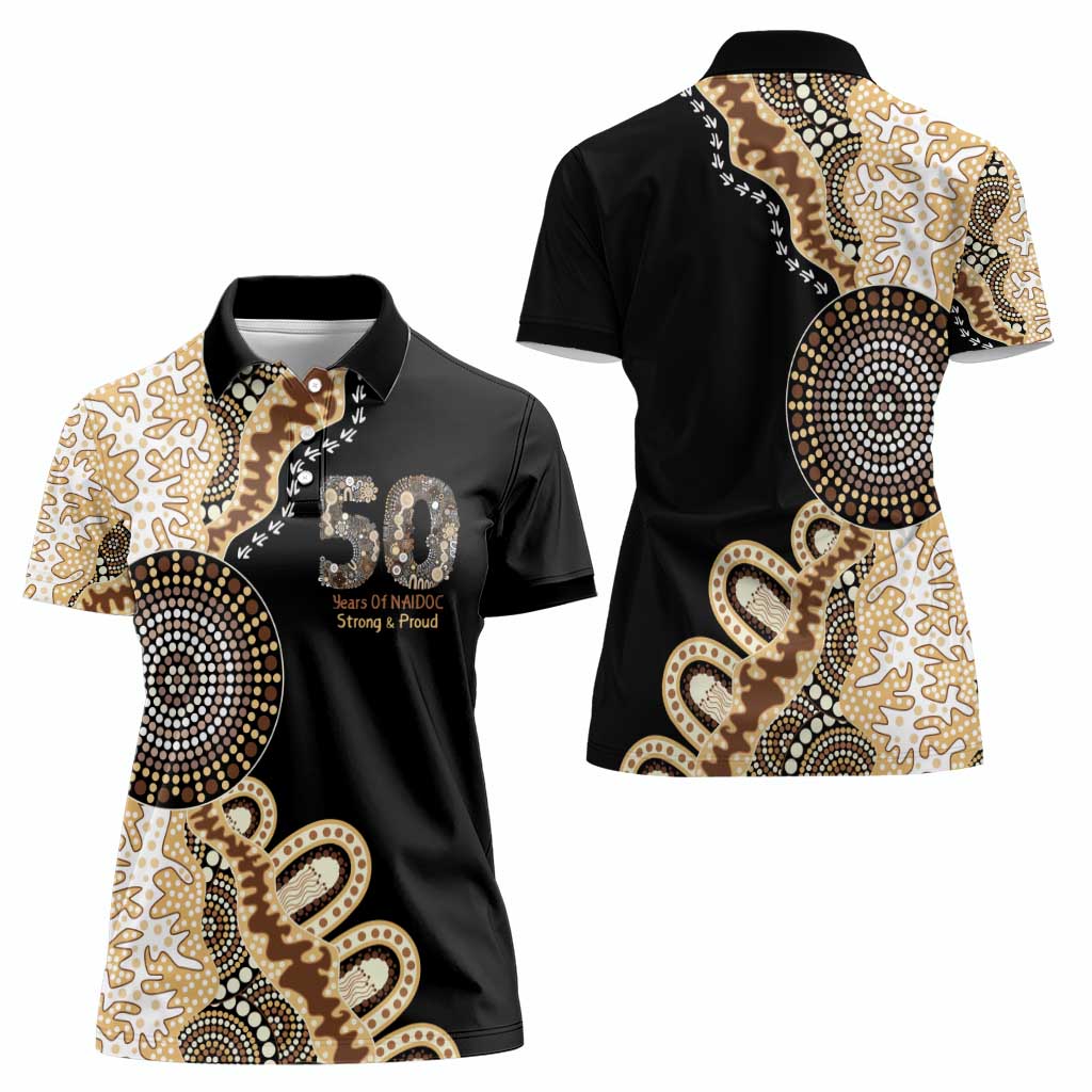 50 Years Of NAIDOC Women Polo Shirt Strong and Proud Aboriginal Dot Painting No2