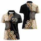 50 Years Of NAIDOC Women Polo Shirt Strong and Proud Aboriginal Dot Painting No2