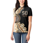 50 Years Of NAIDOC Women Polo Shirt Strong and Proud Aboriginal Dot Painting No2