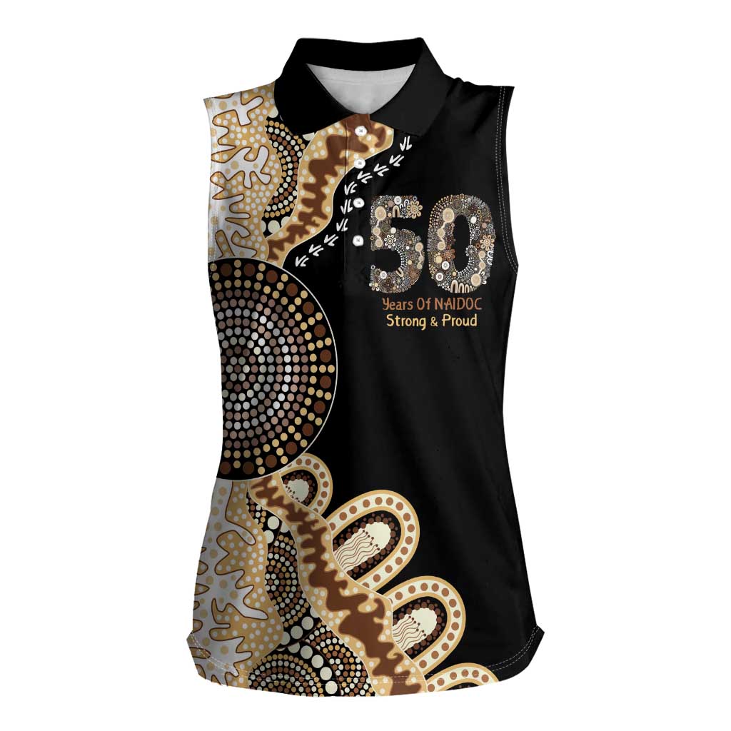 50 Years Of NAIDOC Women Sleeveless Polo Shirt Strong and Proud Aboriginal Dot Painting No2