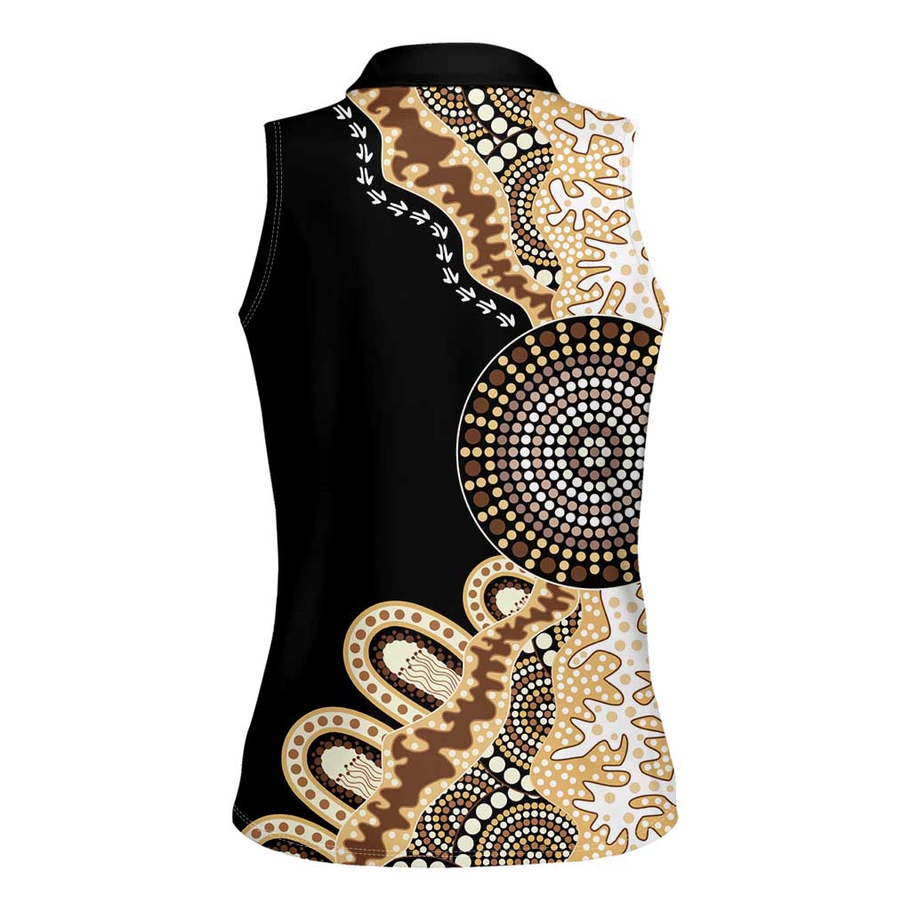 50 Years Of NAIDOC Women Sleeveless Polo Shirt Strong and Proud Aboriginal Dot Painting No2