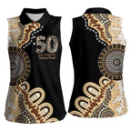 50 Years Of NAIDOC Women Sleeveless Polo Shirt Strong and Proud Aboriginal Dot Painting No2
