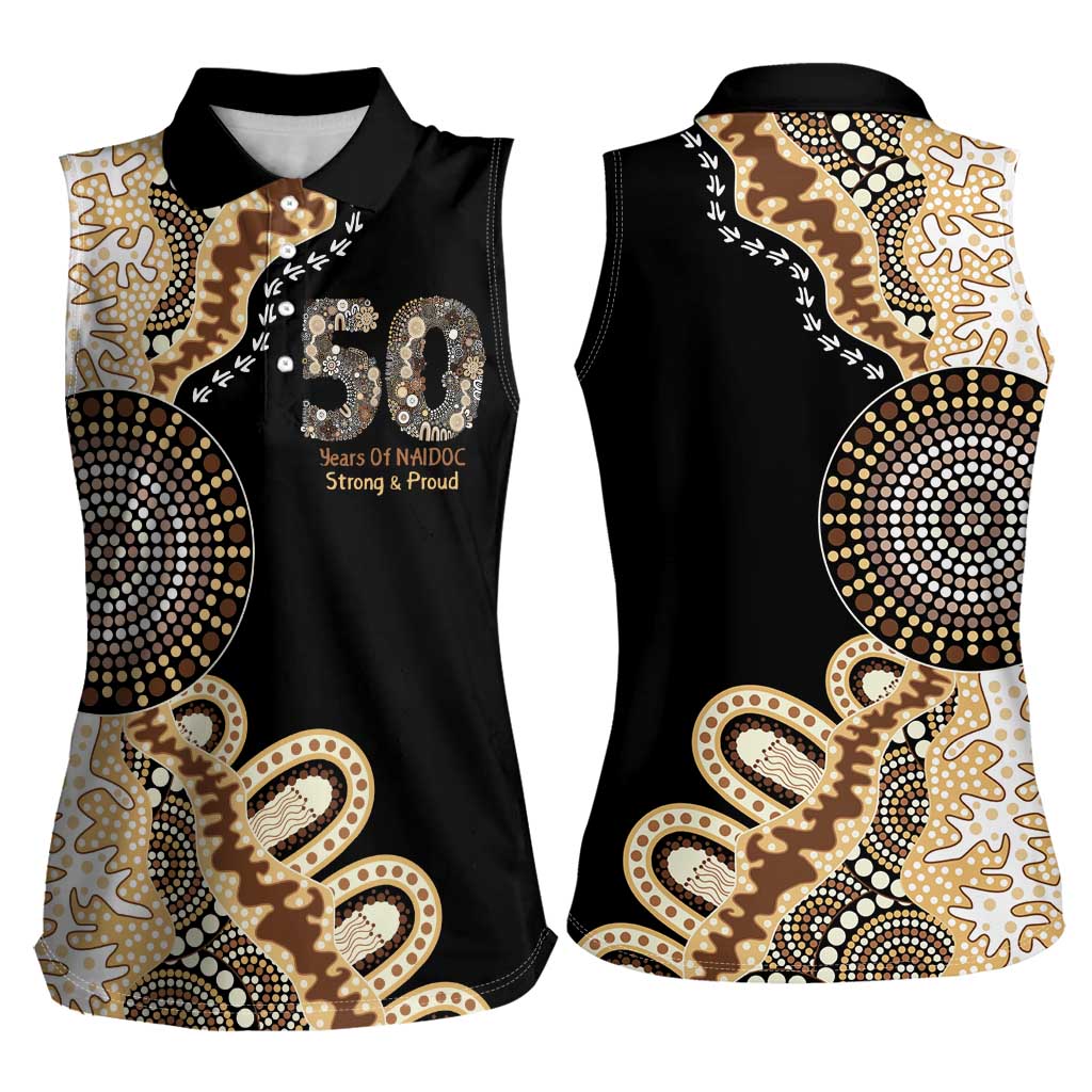 50 Years Of NAIDOC Women Sleeveless Polo Shirt Strong and Proud Aboriginal Dot Painting No2