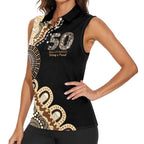 50 Years Of NAIDOC Women Sleeveless Polo Shirt Strong and Proud Aboriginal Dot Painting No2