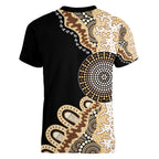 50 Years Of NAIDOC Women V-Neck T-Shirt Strong and Proud Aboriginal Dot Painting No2