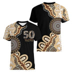 50 Years Of NAIDOC Women V-Neck T-Shirt Strong and Proud Aboriginal Dot Painting No2
