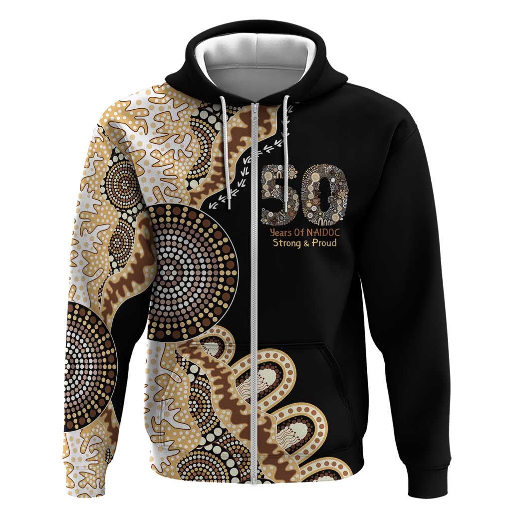50 Years Of NAIDOC Zip Hoodie Strong and Proud Aboriginal Dot Painting No2