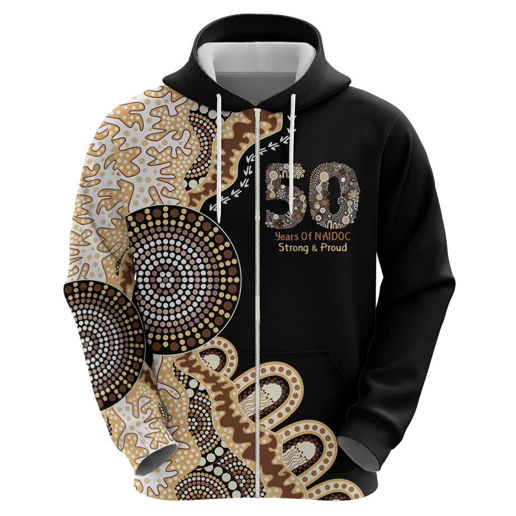 50 Years Of NAIDOC Zip Hoodie Strong and Proud Aboriginal Dot Painting No2