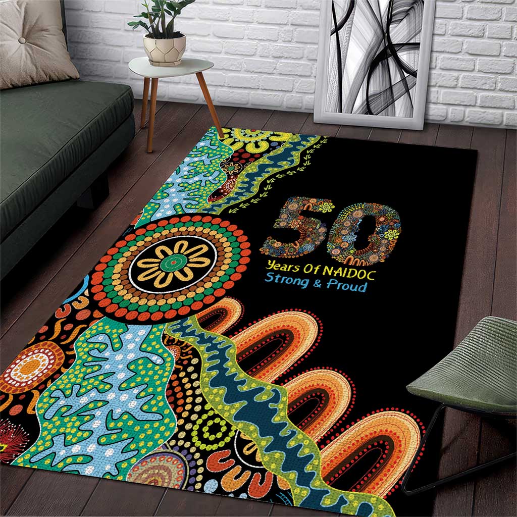50 Years Of NAIDOC Area Rug Strong and Proud Aboriginal Dot Painting No3
