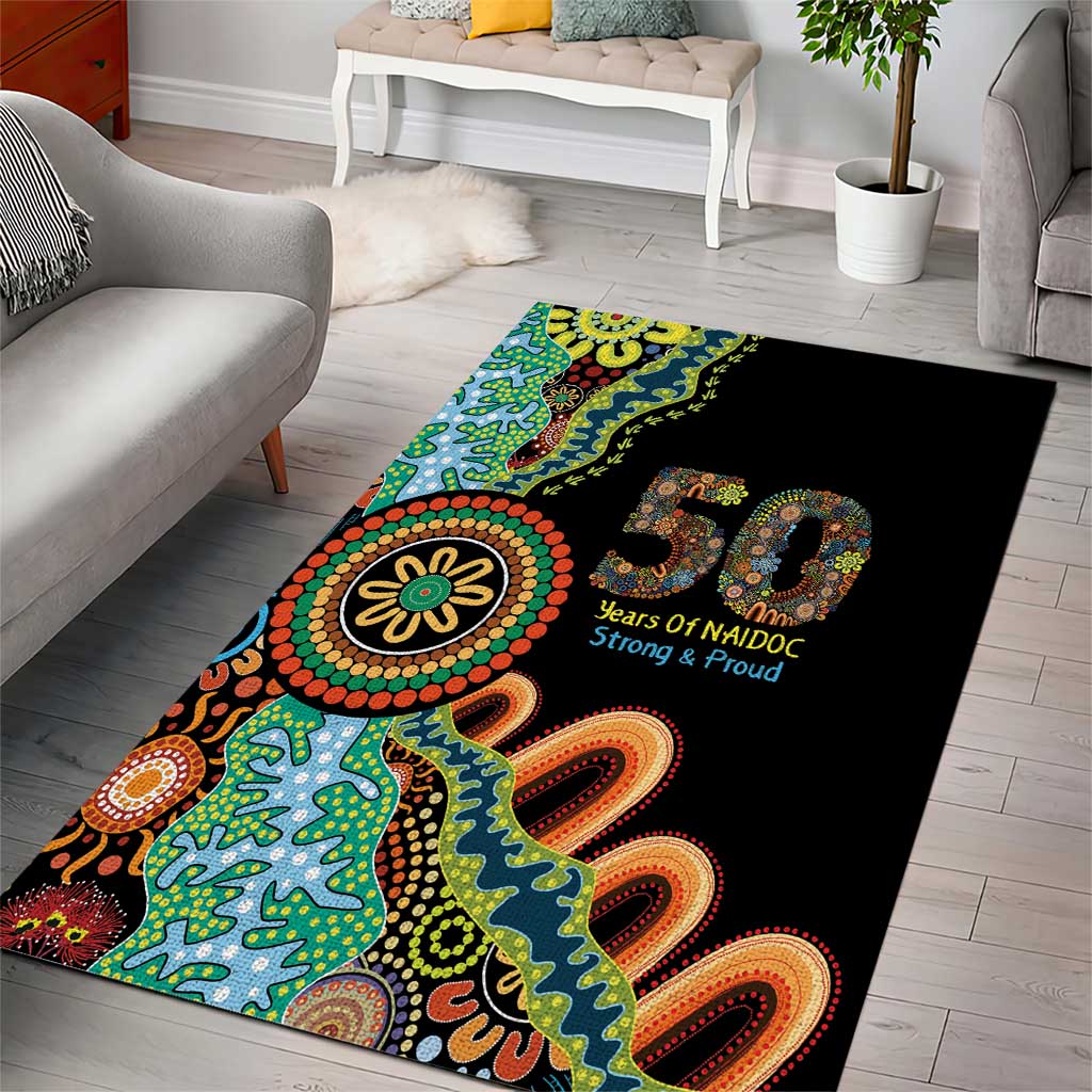 50 Years Of NAIDOC Area Rug Strong and Proud Aboriginal Dot Painting No3