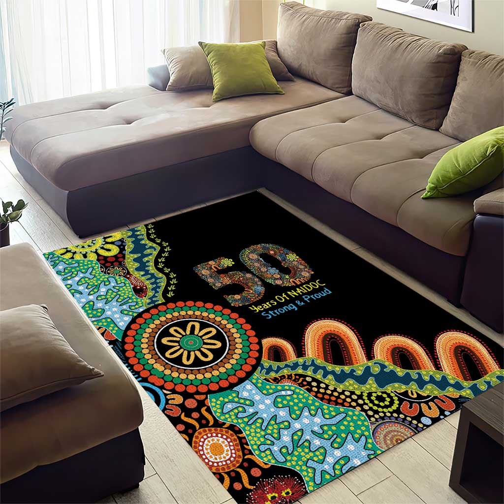 50 Years Of NAIDOC Area Rug Strong and Proud Aboriginal Dot Painting No3