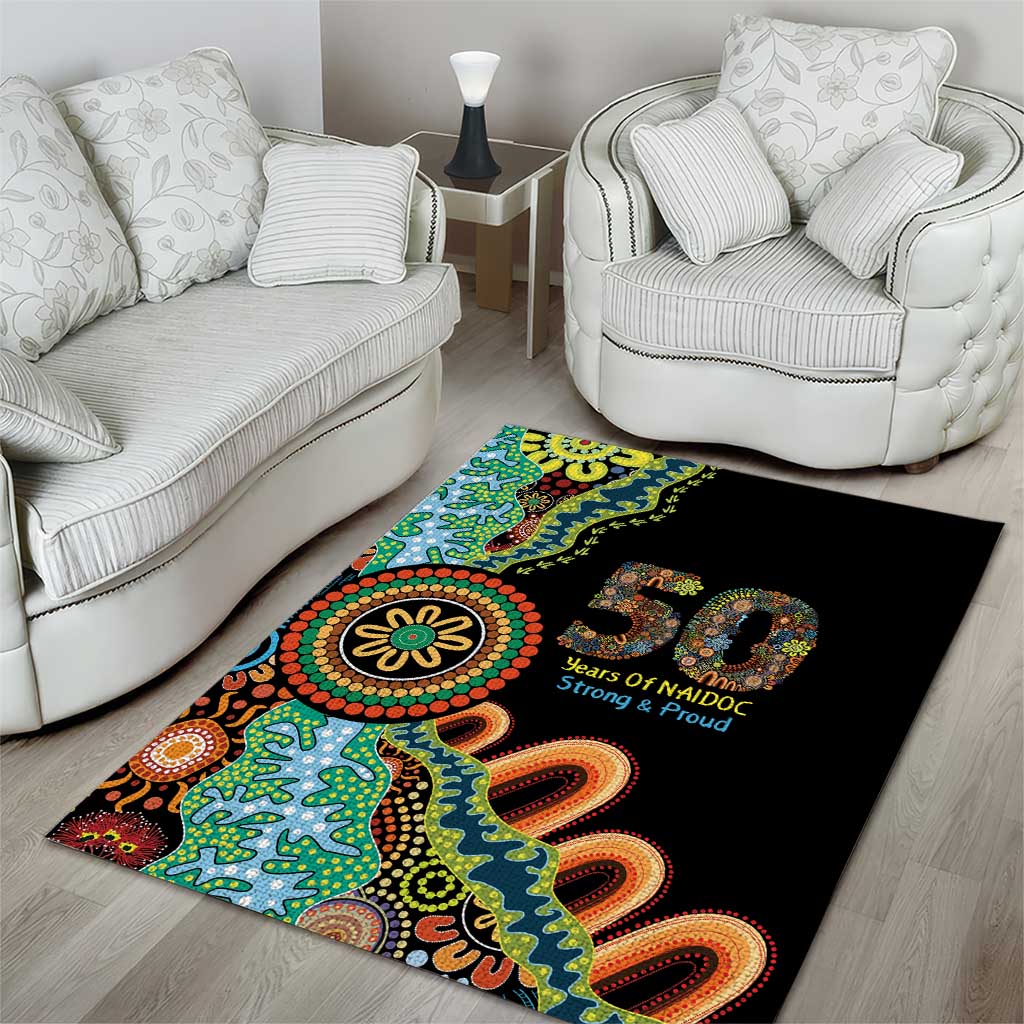 50 Years Of NAIDOC Area Rug Strong and Proud Aboriginal Dot Painting No3