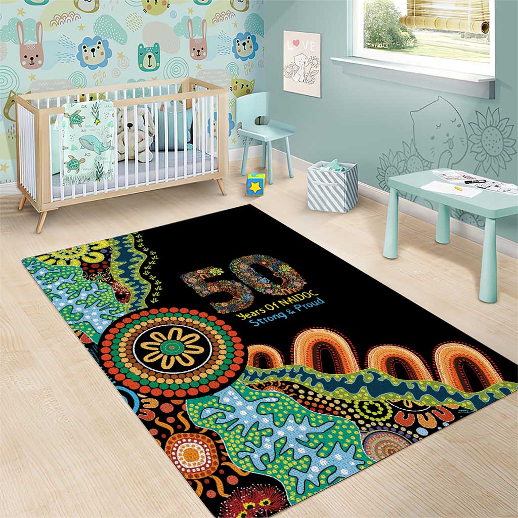 50 Years Of NAIDOC Area Rug Strong and Proud Aboriginal Dot Painting No3
