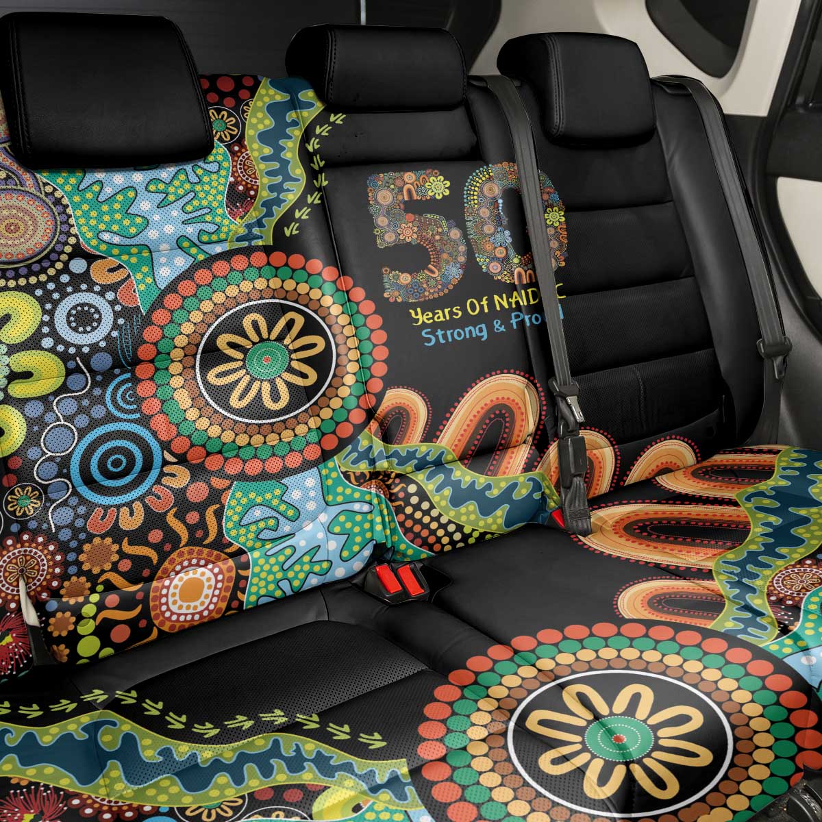 50 Years Of NAIDOC Back Car Seat Cover Strong and Proud Aboriginal Dot Painting No3
