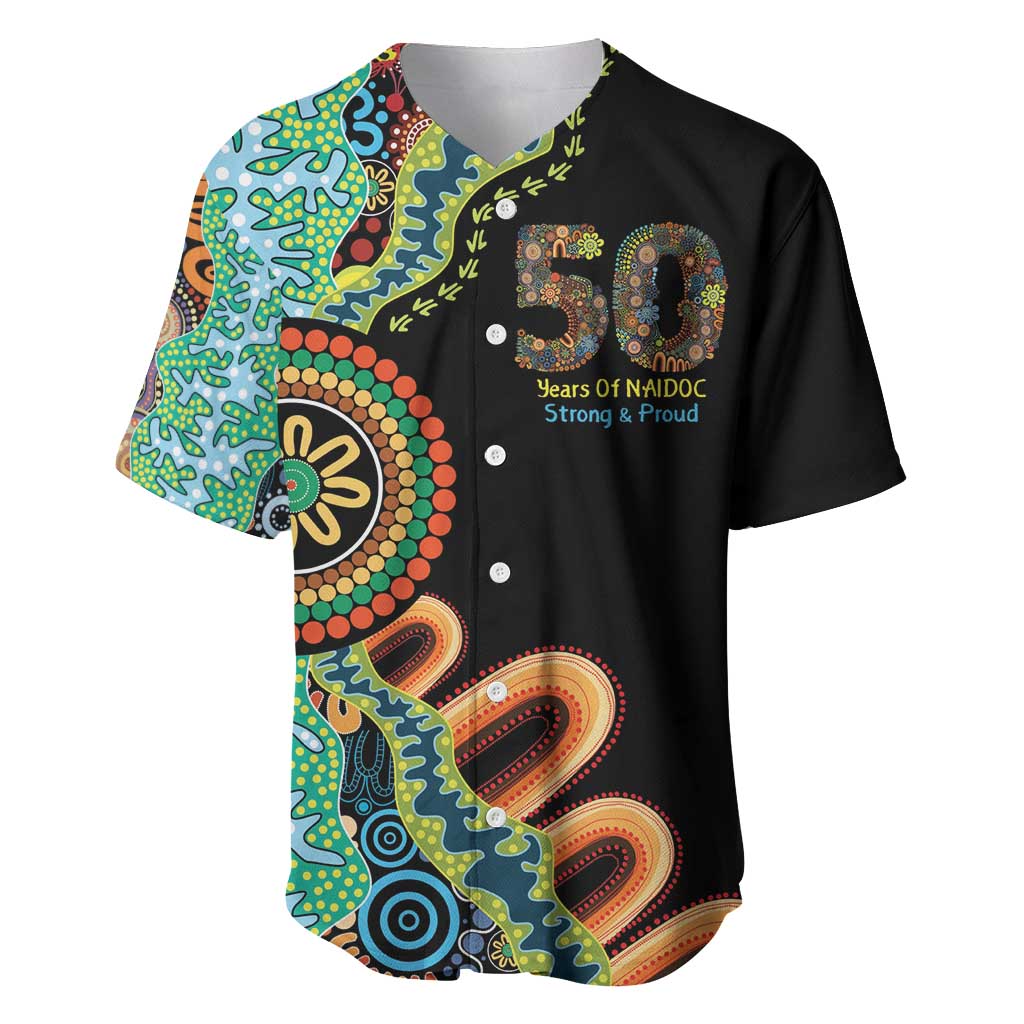 50 Years Of NAIDOC Baseball Jersey Strong and Proud Aboriginal Dot Painting No3