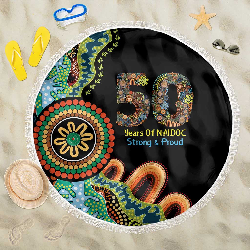 50 Years Of NAIDOC Beach Blanket Strong and Proud Aboriginal Dot Painting No3