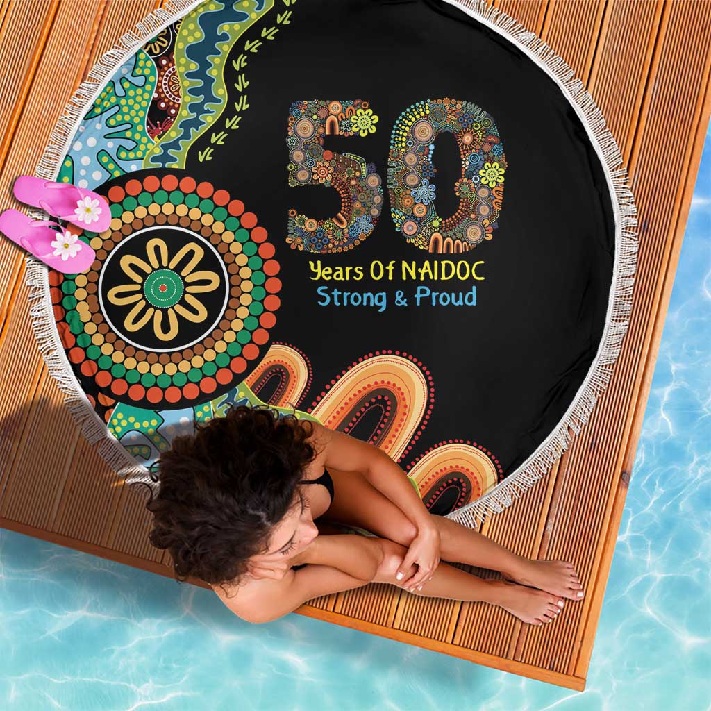50 Years Of NAIDOC Beach Blanket Strong and Proud Aboriginal Dot Painting No3