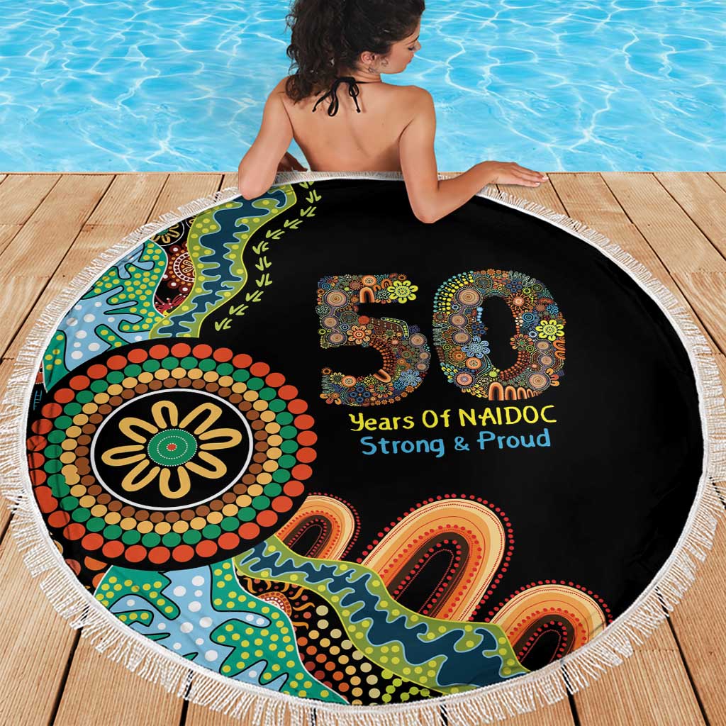 50 Years Of NAIDOC Beach Blanket Strong and Proud Aboriginal Dot Painting No3