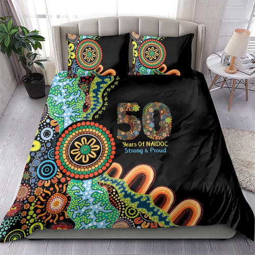 50 Years Of NAIDOC Bedding Set Strong and Proud Aboriginal Dot Painting No3