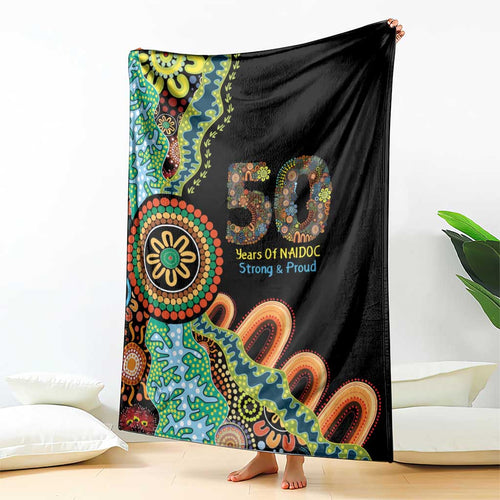 50 Years Of NAIDOC Blanket Strong and Proud Aboriginal Dot Painting No3