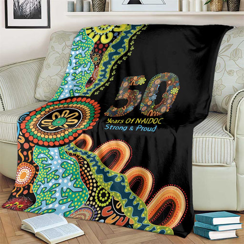 50 Years Of NAIDOC Blanket Strong and Proud Aboriginal Dot Painting No3