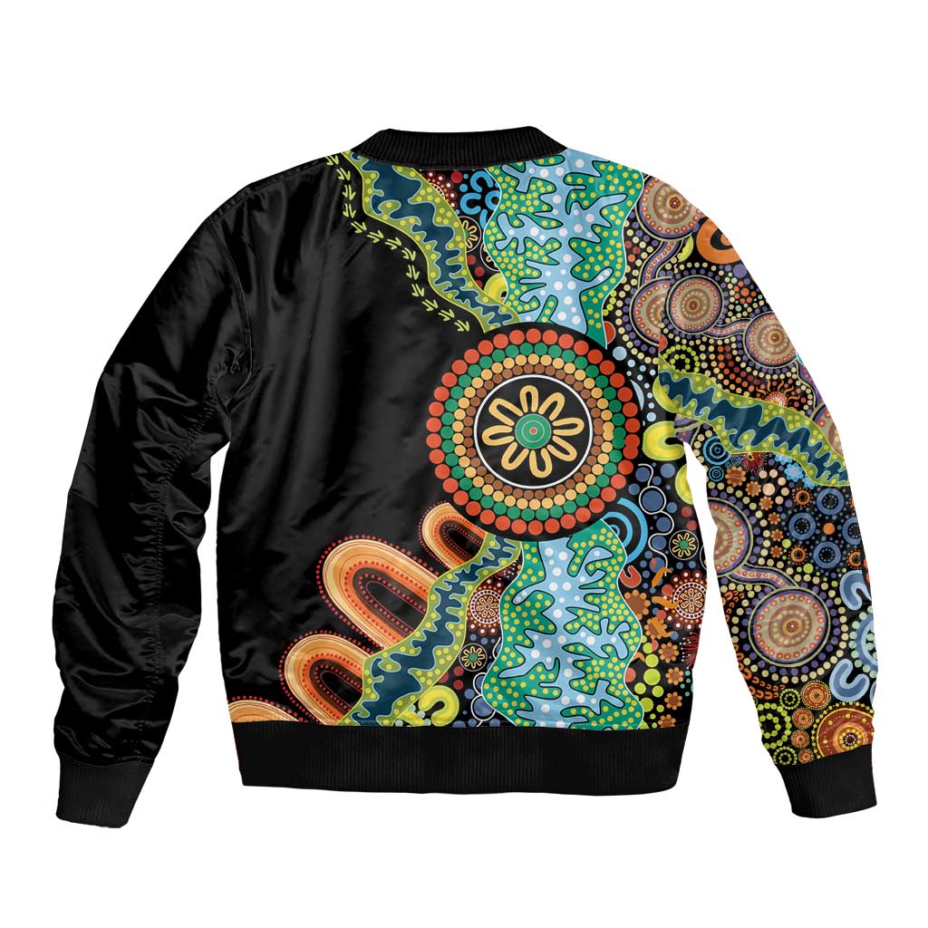 50 Years Of NAIDOC Bomber Jacket Strong and Proud Aboriginal Dot Painting No3
